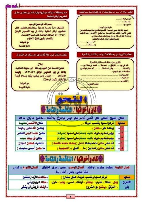 مدرس اول مراجعة فى اللغة العربية الصف الاول الثانوى الترم الاول أ/ احمد صالح 