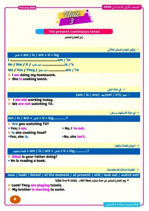 مدرس اول شرح الجرامر فى اللغة الانجليزية (الجزء الاول ) الصف الاول الاعدادى الترم الاول أ/ حمادة حشيش