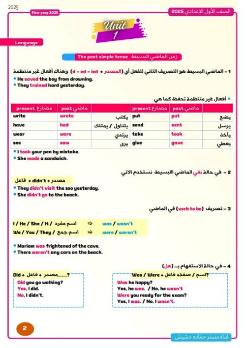 مدرس اول شرح الجرامر فى اللغة الانجليزية (الجزء الاول ) الصف الاول الاعدادى الترم الاول أ/ حمادة حشيش