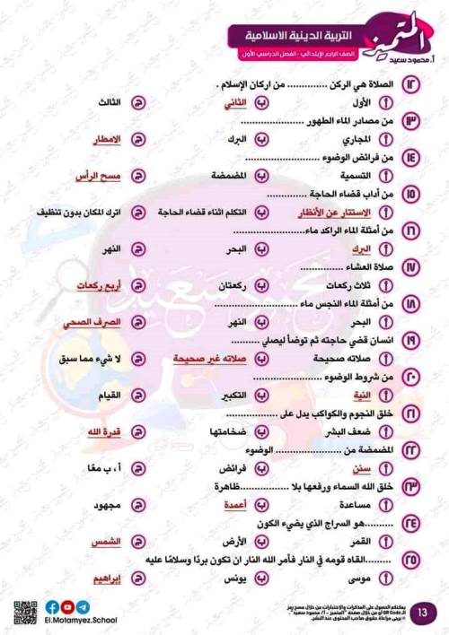 مدرس دوت كوم مراجعة علي مقررات أختبار نوفمبر فى مادة التربية الدينية الاسلامية للصف الرابع الابتدائي الترم الاول أ/ أحمد ممدوح ، أ/ عبدالرحمن جمعة