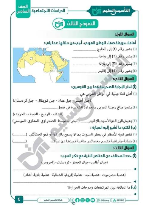 مدرس اول مراجعة شهر نوفمبر في الدراسات الصف السادس الابتدائي الترم الاول 