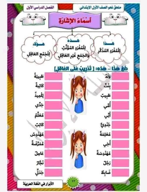 مذكرتى ملخص أساليب وتراكيب فى اللغة العربية (الجزء الثانى) الصف الأول الابتدائي الترم الاول