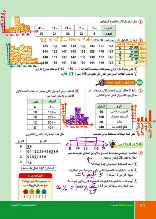 مدرس اون لاين دوت كوم حل كتاب المدرسة فى الرياضيات (الجزء الثانى) الصف الاول الاعدادى الترم الاول مدرس اول