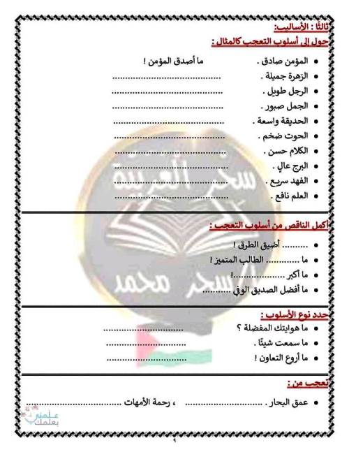 مدرس اول مراجعة نوفمبر لغة عربية الصف الثالث الابتدائى الترم الاول أ/ سحر محمد 