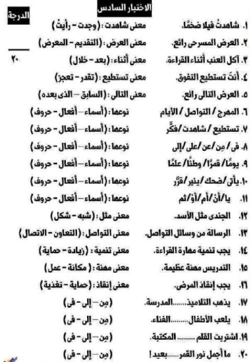 مدرس اول مراجعة شهر نوڤمـبر فى اللغة العربية الصف الثالث الابتدائى الترم الاول 