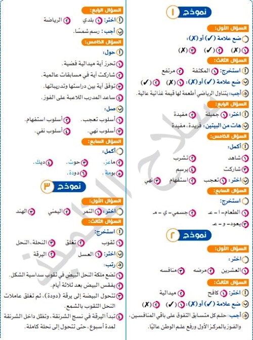 مدرس اول مراجعة شهر نوڤمــبر فى اللغة العربية (الجزء الثانى) الصف الثالث الابتدائى الترم الاول