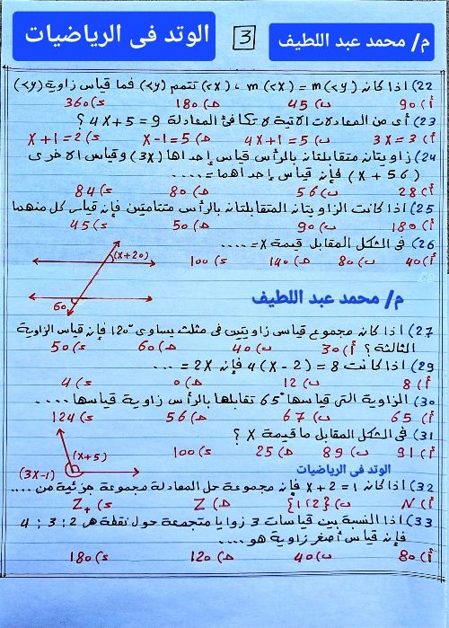 مدرس اول مراجعه في الرياضيات الصف الاول الاعدادي الترم الاول  أ/ محمد عبد اللطيف