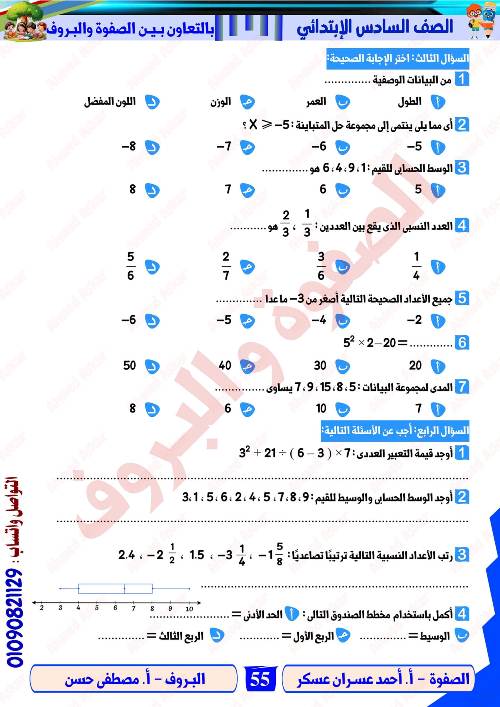 مدرس دوت كوم مراجعه في الرياضيات الصف الرابع الابتدائي الترم الاول أ/ احمد عسران عسكر