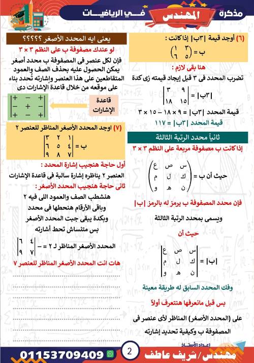 مدرس اول شرح درس المحددات فى الرياضيات الصف الاول الثانوى الترم الاول أ/ شريف عاطف 