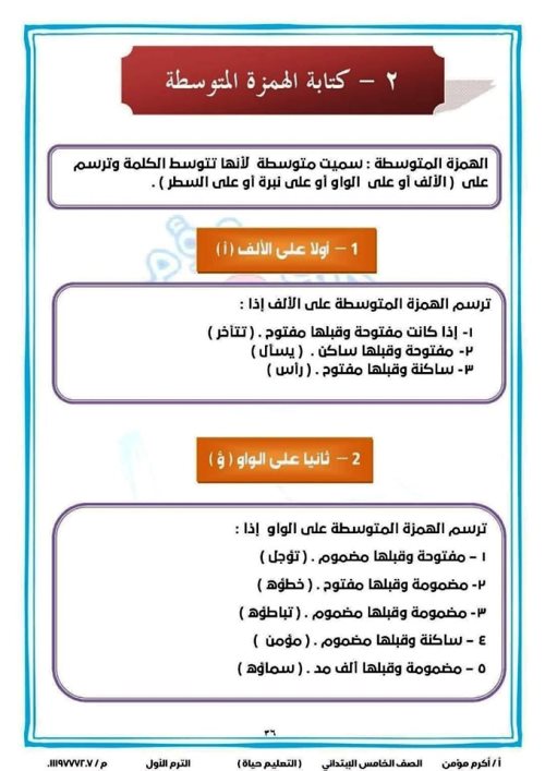 مدرس اول مذكرة نحو الصف الخامس الابتدائى الترم الاول أ/ اكرم مؤمن 