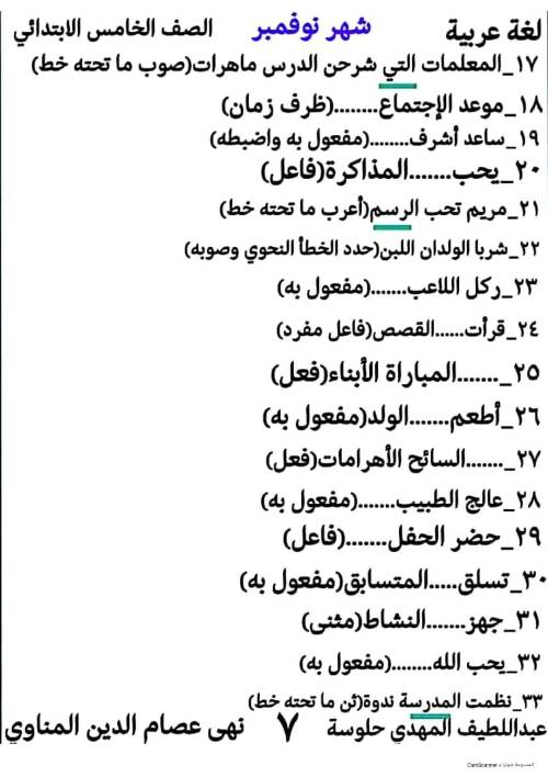 مدرس دوت كوم مراجعه اللغة العربية الصف الخامس الابتدائي الفصل الدراسي الأول أ/ عبد اللطيف & أ/ نهى عصام