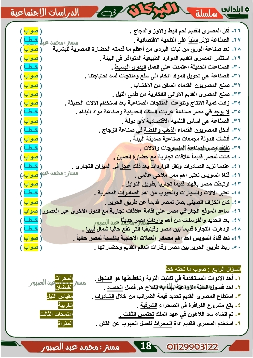 مدرس اول مراجعة على منهج شهر ديسمبر فى مادة الدراسات الاجتماعية الصف الخامس الابتدائى الترم الاول أ/ محمد عبد الصبور