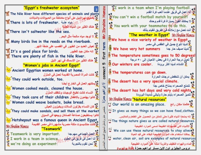 مدرس اون لاين دوت كوم مراجعة ليلة الامتحان انجليزي  connect لصف الخامس الابتدائي الترم الاول أ/ ابراهيم حمزة مدرس دوت كوم