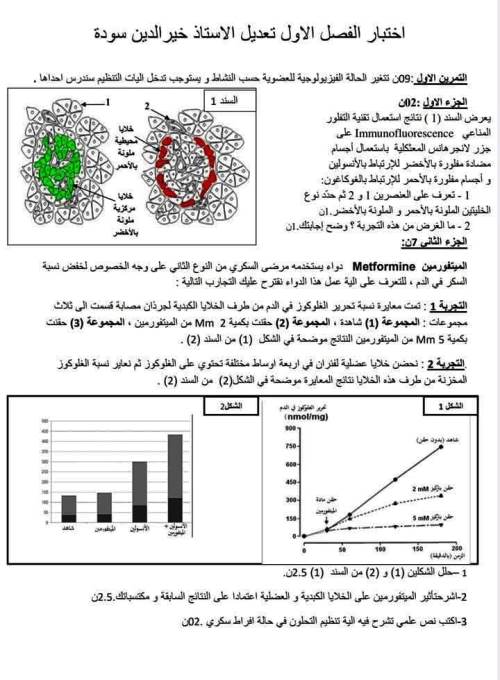 مذكرتى اختبار الفصل الاول فى مادة الاحياء الصف الثانى الثانوى الترم الاول أ/ خير الدين 