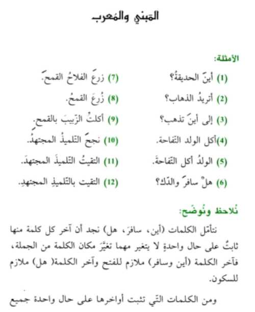 مذكرتى الدروس النحوية للصف الثاني الإعدادي الترم الاول 