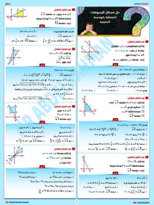 مدرس دوت كوم حل مسائل الرسومات المتعلقة بالهندسة التحليلية فى الرياضيات الصف الثالث الاعدادى الترم الاول أ/ عبد الرحمن عصام