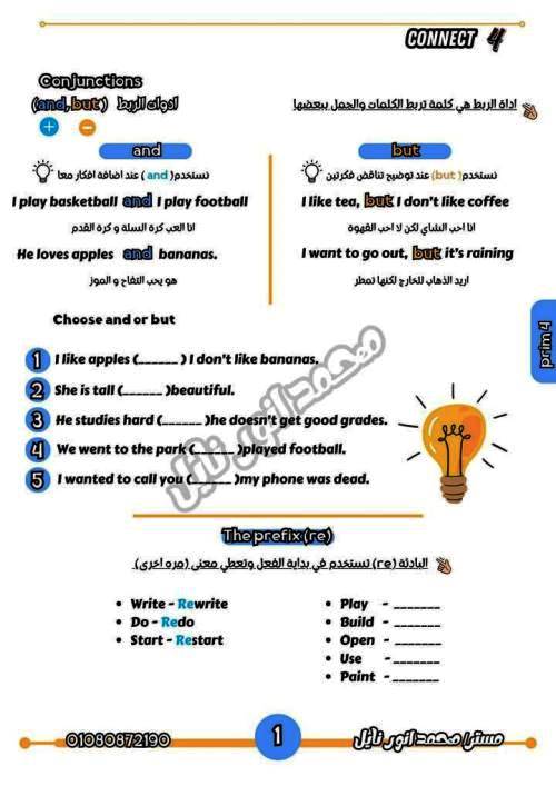 مذكرتى ملخص جرامر اللغة الانجليزية الصف الرابع الابتدائى الترم الاول أ/ محمد انور نايل