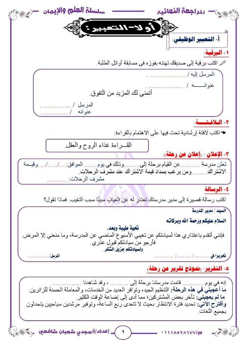 مذكرتى التعبير للصف الثاني والثالث الاعدادي 