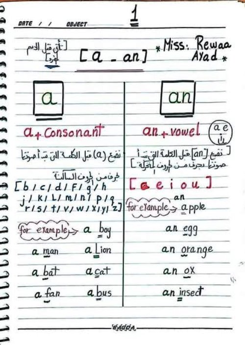 مذكرتى تأسيس Grammar للصفوف الأولي أ/ rewaa ayad