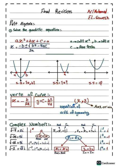 مذكرتى ملخص لأهم قوانين Math الصف الأول الثانوى ترم أول أ/ محمد 